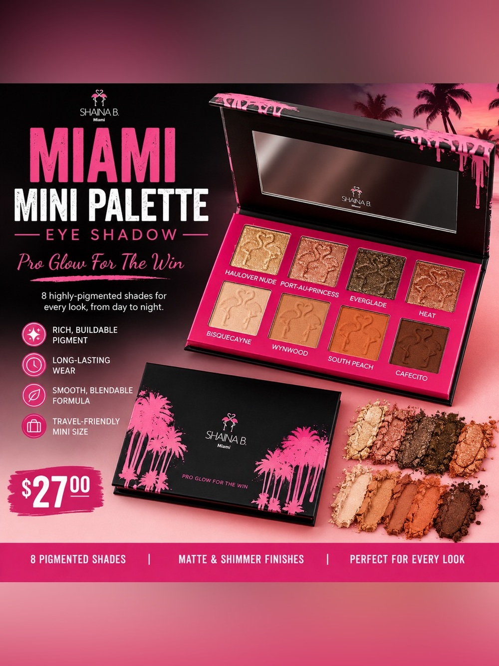 Shaina B Warm Peach & Bronze Eyeshadow Palette - Peach, Bronze, Gold, Brown